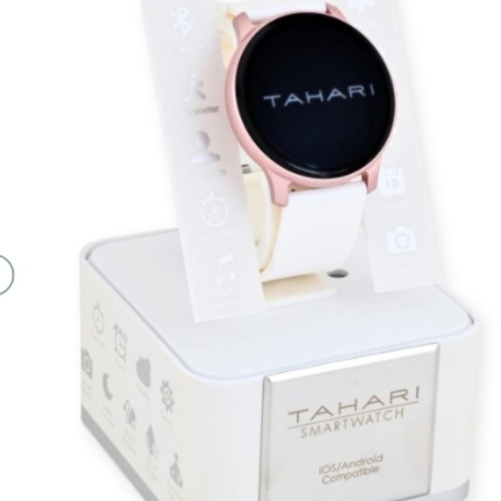 Tahari Ladies Smart Watch with Rose-Gold-Tone - White Silicone